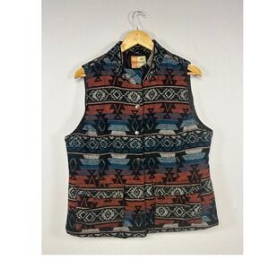 Western Boho RuffHewn Womens Large Multicolor Aztec‎ Tapestry Wool Blend Vest